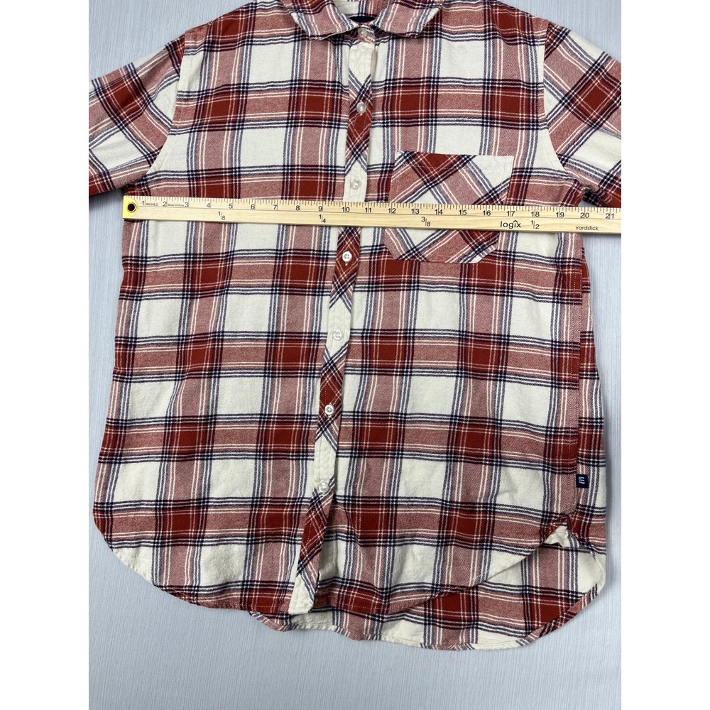 GAP Flannel Womens M Red‎ White Plaid Shirt Long Sleeve Casual Cabincore - Picture 8 of 9